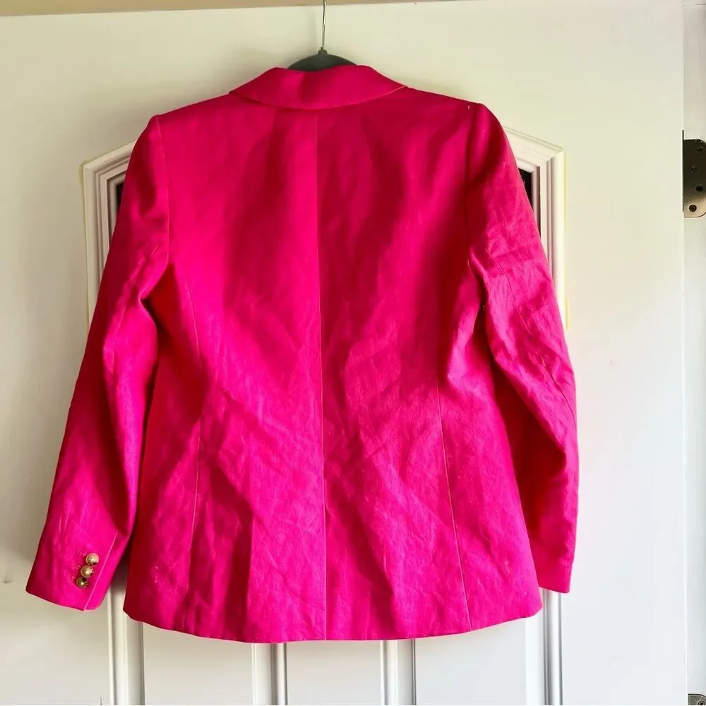 J. Crew Linen Blend One Button Blazer in Pink
